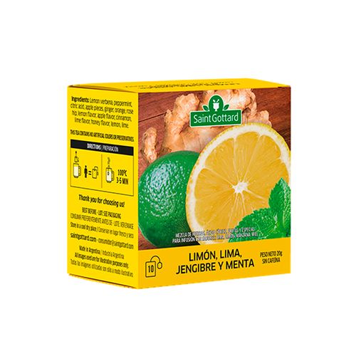 Té de Limón, Lima, Jengibre y Menta Saint Gottard x 20Un