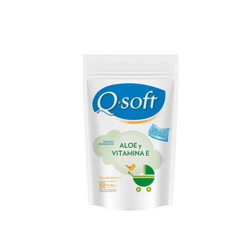 Toallitas Q-Soft Humedas Aloe Vitamina E 50Unidades