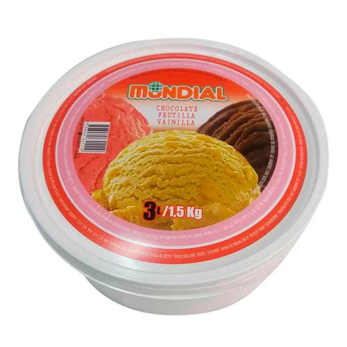 Helado Mondial Chocolate, Frutilla y Vainilla 1.5kg