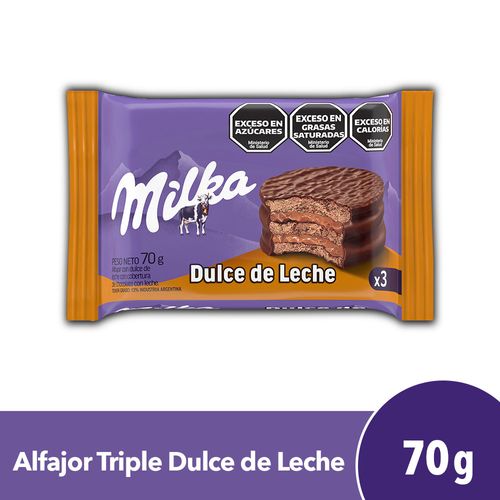 Alfajor Milka Triple de Dulce de Leche 70g