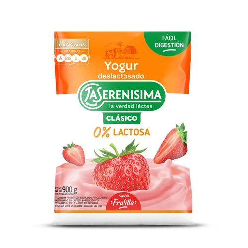 Yogur La Serenísima Clásico Frutilla 0% Lactosa 900g