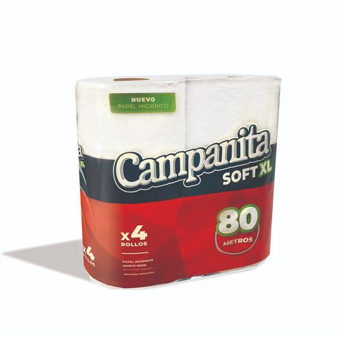 Papel Higiénico Campanita Hoja Simple Soft XL 4X80Mts