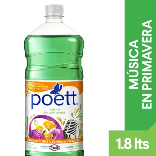 Limpiador Líquido Poett Desinfectante Música En Primavera 1800Ml