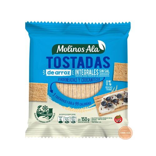 Tostadas de Arroz Molinos Ala Integrales Sin Sal 150g