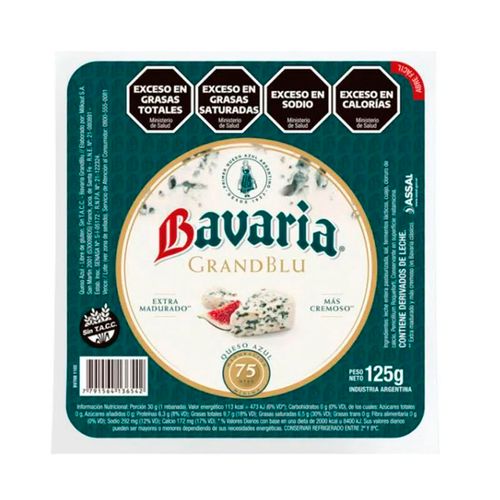 Queso Azul Bavaria Grandblu Trozado 125g
