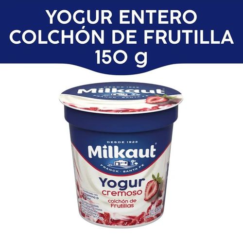 Yogur Milkaut Entero Colchón de Frutilla 150g