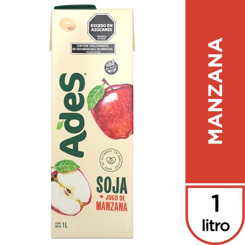 Jugo de Soja sabor Manzana Ades 1lt