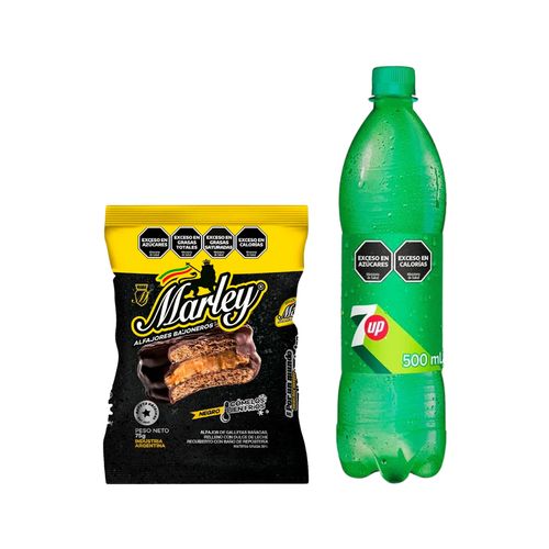 Alfajor Marley Chocolate Negro + Gaseosa 7up Lima Limón