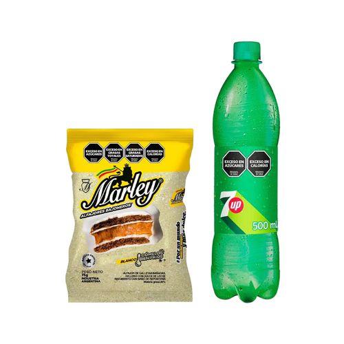 Alfajor Marley Chocolate Blanco + Gaseosa 7up Lima Limón