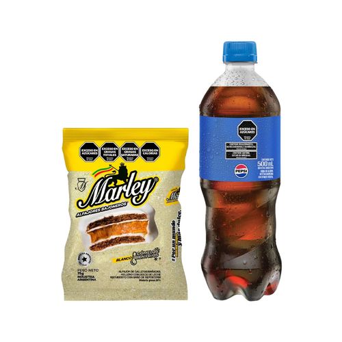 Alfajor Marley Chocolate Blanco + Gaseosa Pepsi Cola