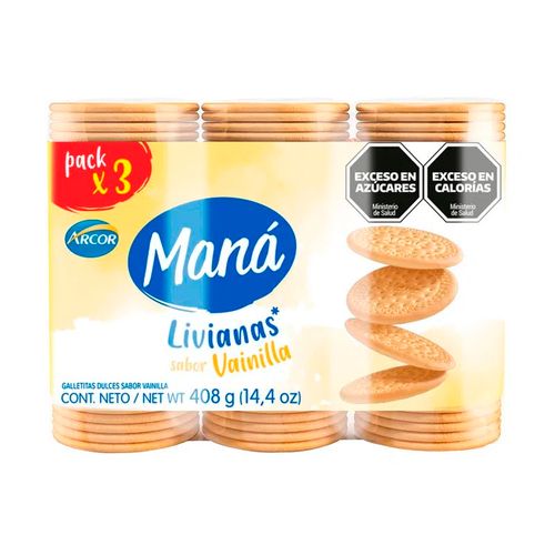 Galletitas Maná Sabor Vainilla Pack x 3Un