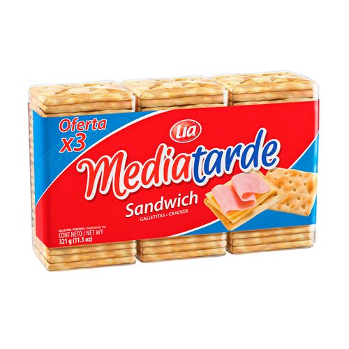 Galletitas De Agua MediaTarde Sandwich Pack x 3 321g