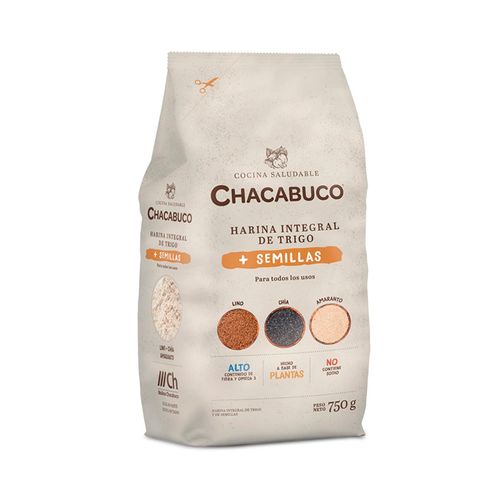 Harina Chacabuco Integral de Trigo + Semillas 750g