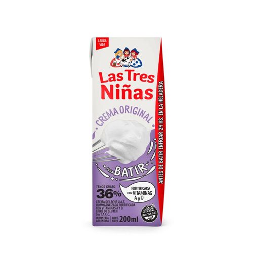 Crema de Leche Las Tres Niñas P/Batir 36% 200ml