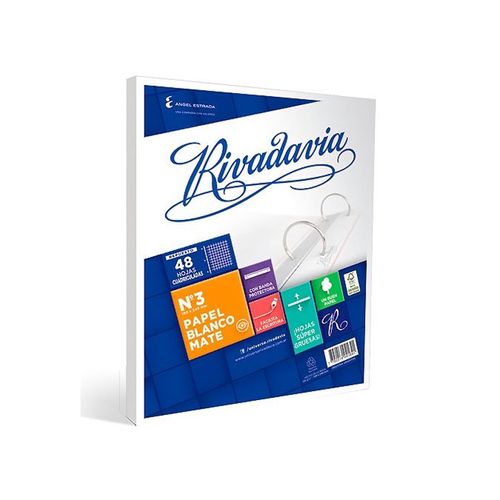 Repuesto Rivadavia Blanco Mate N°3 Cuadriculado 48Hojas