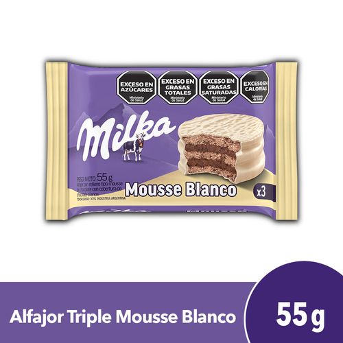 Alfajor Milka Triple Mousse Blanco 55g