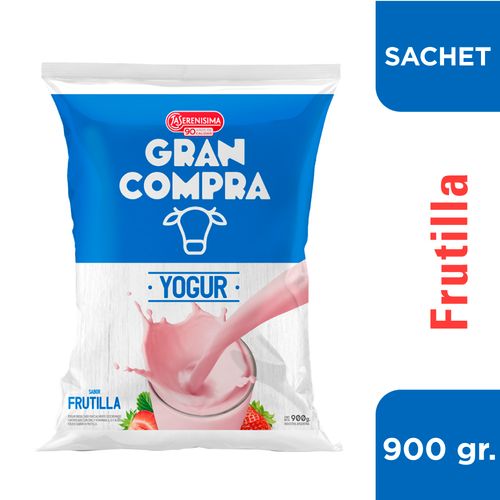 Yogur Gran Compra Entero Bebible Frutilla en Sachet 900g