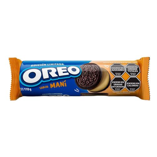 Galletitas Oreo de Chocolate Rellenas Sabor Maní 118g