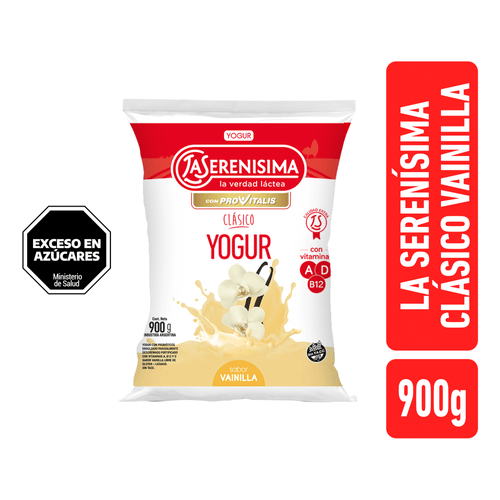 Yogur La Serenísima Entero Vainilla Sachet 900g