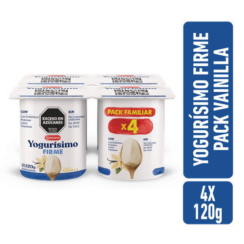 Yogur Yogurísimo Firme Vainilla Entero x 4