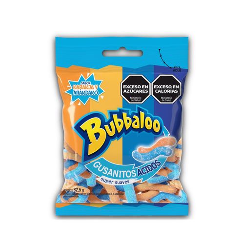 Gomitas Bubbaloo Gusanitos Sabor Naranja y Arándanos 82g