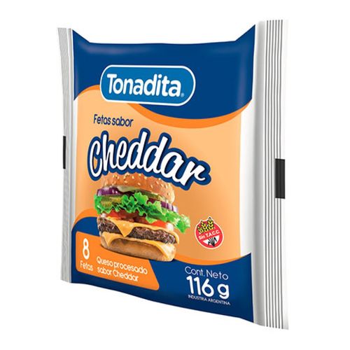 Queso Cheddar Tonadita 8 Fetas 120g
