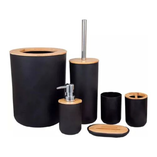 Set De Accesorios De Baño 6 Piezas En Bambú Elegante Waggs Accb07