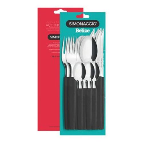 Juego Cubiertos Simonaggio Belize Negro x 16u