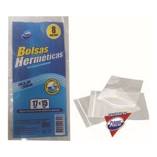 Bolsas Herméticas C/Cierre a Presión 17x15 x 8un Primer Precio