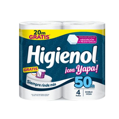 Papel Higiénico Doble Hoja Duo 4x50Mts