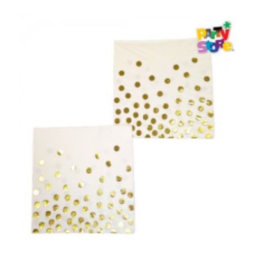 Servilleta de Papel Blanca Lunares Dorados x 12 un