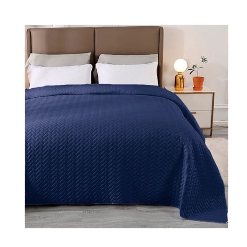 CUBRECAMA TRAMA AZUL