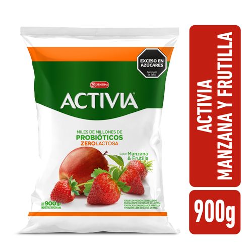 Yogur Activia Deslactosado Frutilla Manzana Sachet 900g